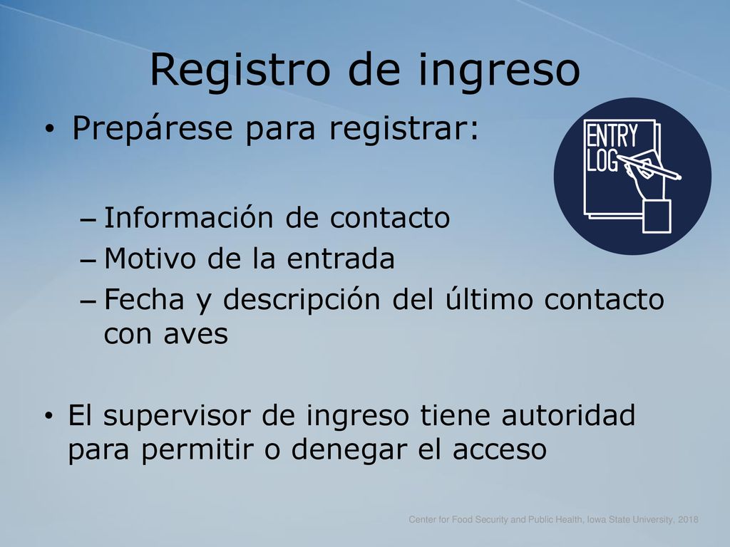 Registro de ingreso Prepárese para registrar: Información de contacto