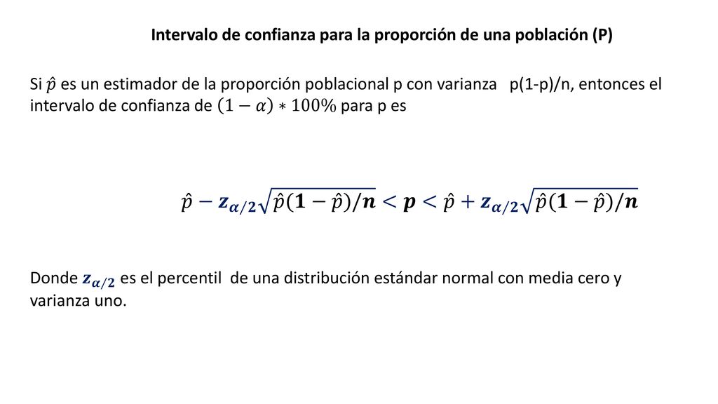 Intervalo de confianza para la proporción de una población (P)