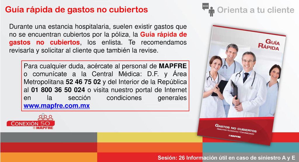 Guía rápida de gastos no cubiertos Orienta a tu cliente