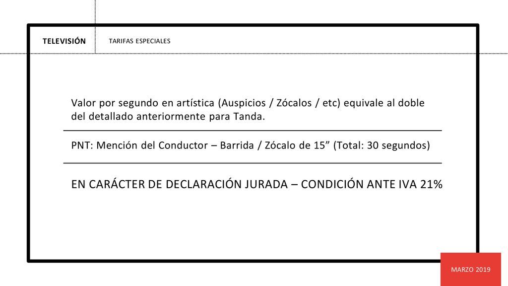 EN CARÁCTER DE DECLARACIÓN JURADA – CONDICIÓN ANTE IVA 21%