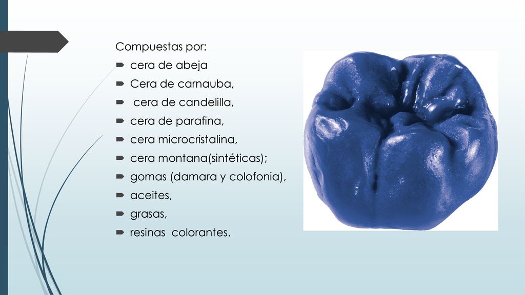 Compuestas por: cera de abeja. Cera de carnauba, cera de candelilla, cera de parafina, cera microcristalina,