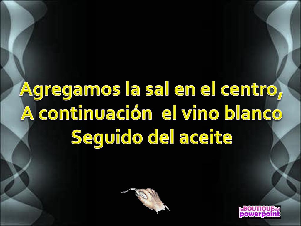 Agregamos la sal en el centro, A continuación el vino blanco