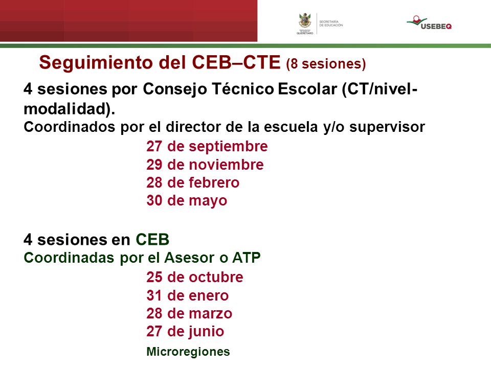 Seguimiento del CEB–CTE (8 sesiones)