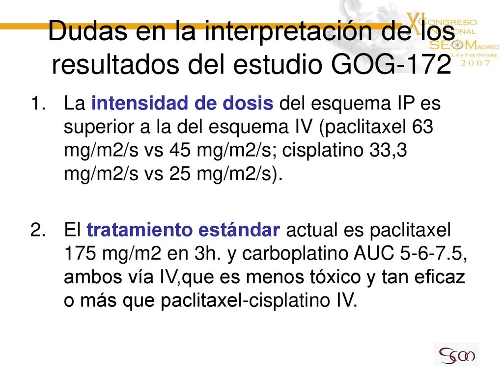 Dudas en la interpretación de los resultados del estudio GOG-172