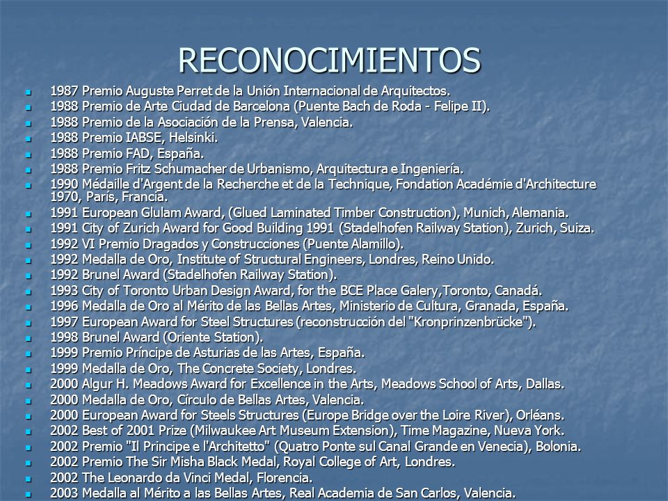 RECONOCIMIENTOS 1987 Premio Auguste Perret de la Unión Internacional de Arquitectos.