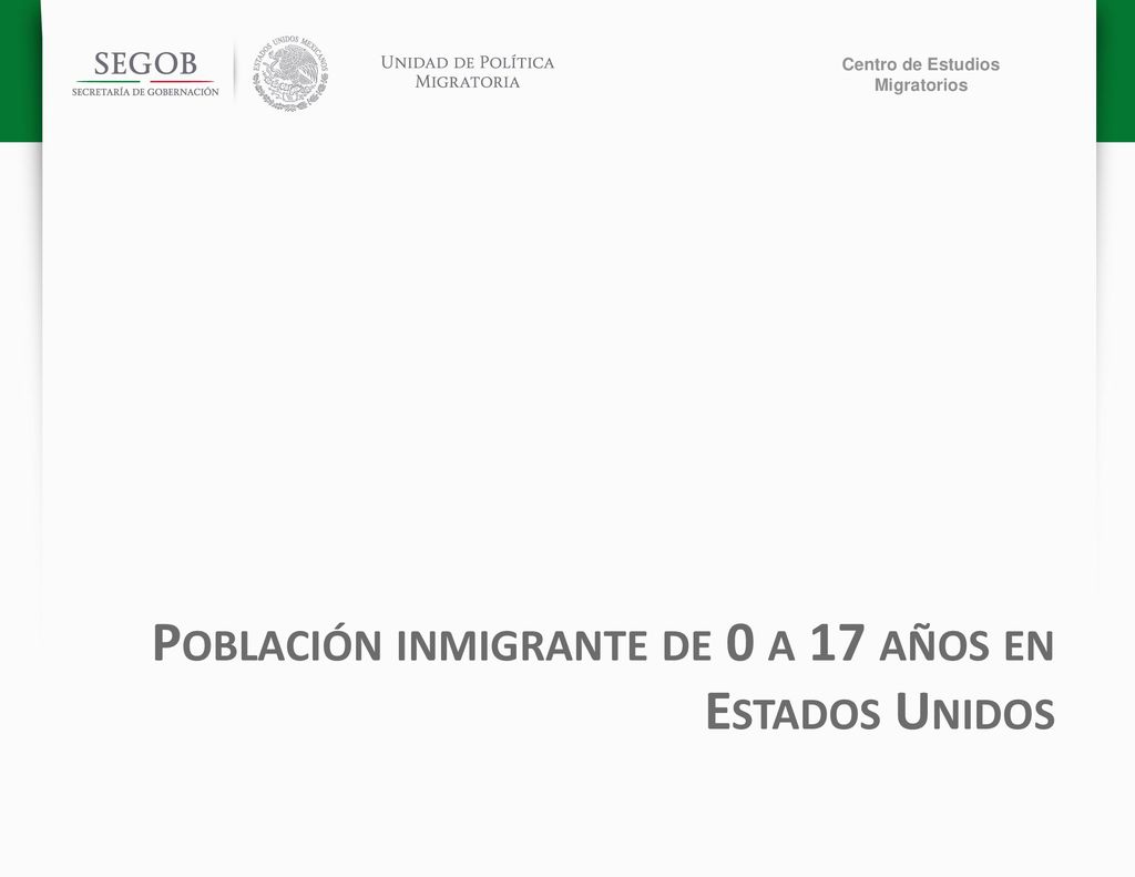 Población inmigrante de 0 a 17 años en Estados Unidos