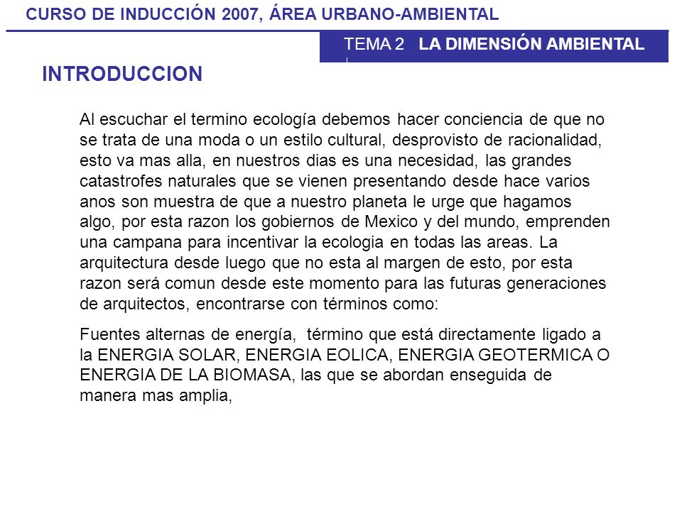 TEMA 2 LA DIMENSIÓN AMBIENTAL