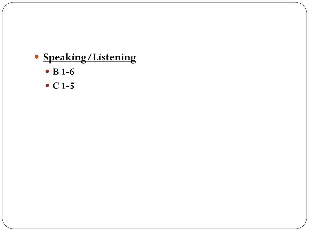 Speaking/Listening B 1-6 C 1-5