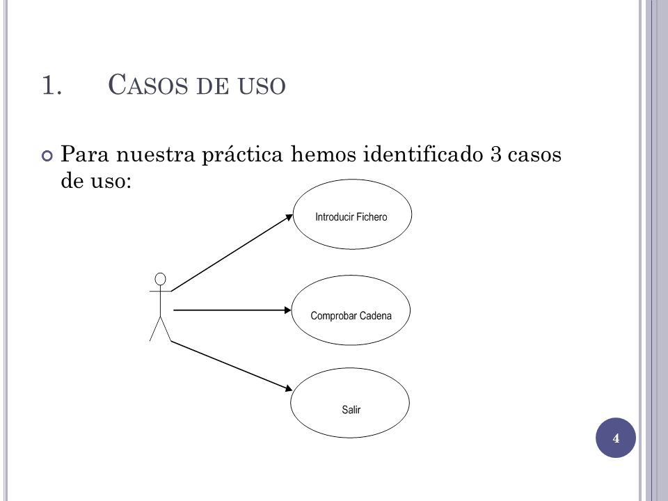 1. Casos de uso Para nuestra práctica hemos identificado 3 casos de uso: Analizador Sintáctico LL1 Pablo PIÑEIRO - Marcos ZAMARREÑO.