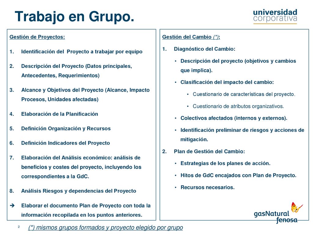 Trabajo en Grupo. Gestión de Proyectos: Identificación del Proyecto a trabajar por equipo.