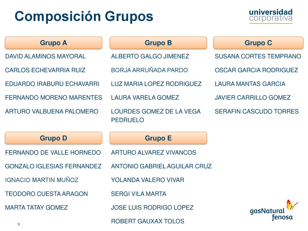 Composición Grupos Grupo A Grupo B Grupo C Grupo D Grupo E