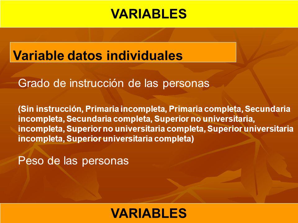 Variable datos individuales