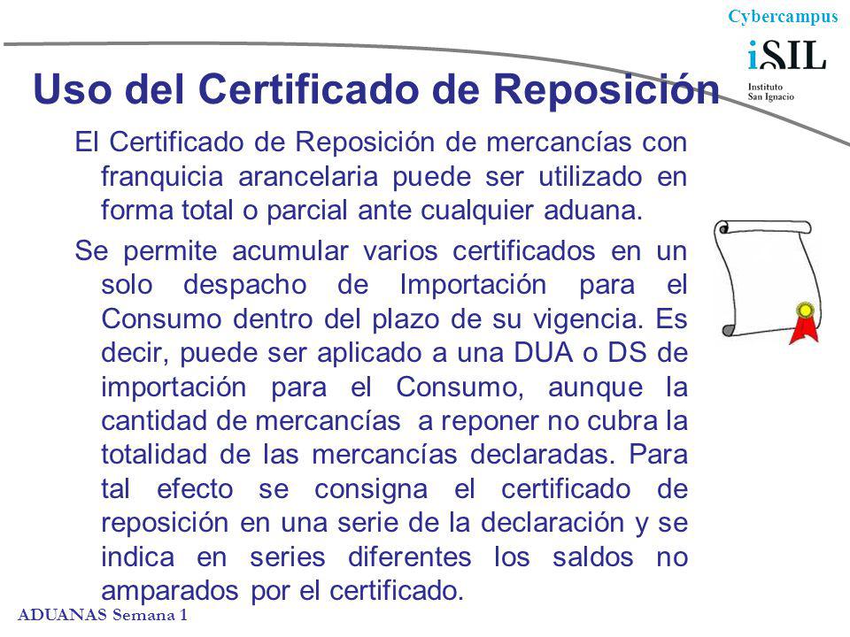 Uso del Certificado de Reposición