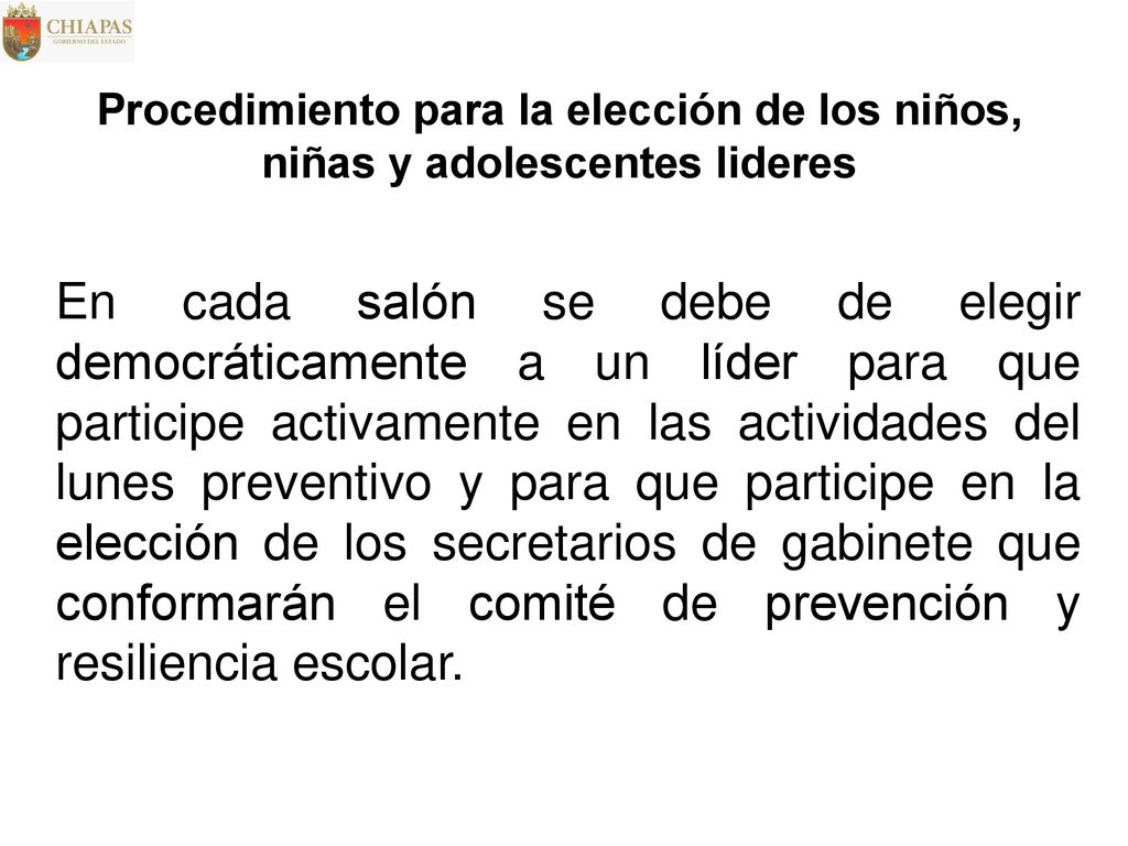 Procedimiento para la elección de los niños, niñas y adolescentes lideres