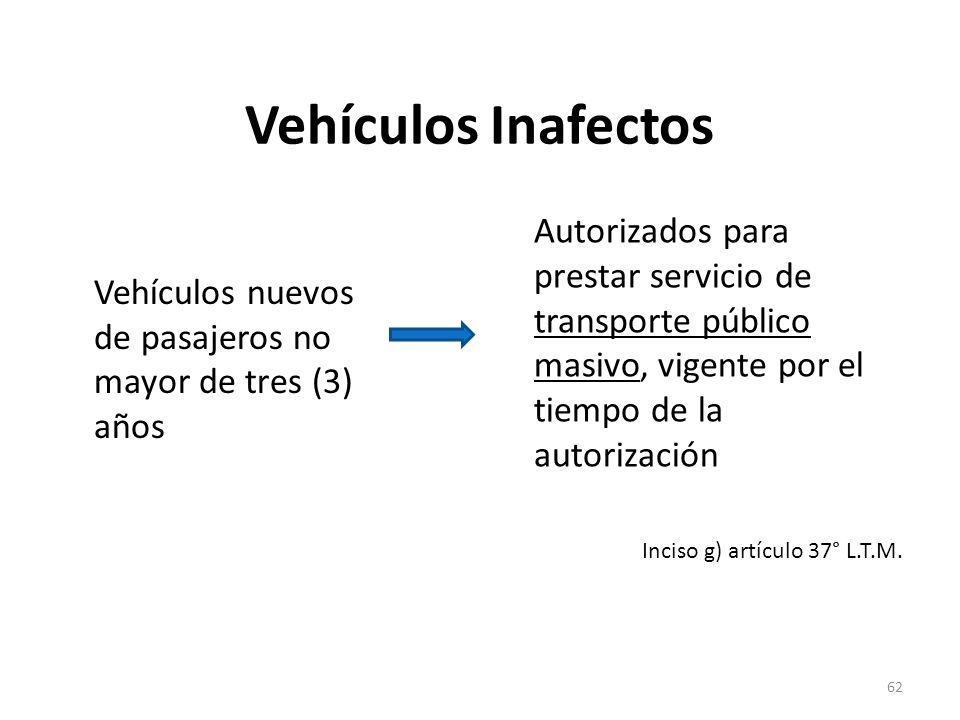 Vehículos Inafectos Autorizados para prestar servicio de transporte público masivo, vigente por el tiempo de la autorización.