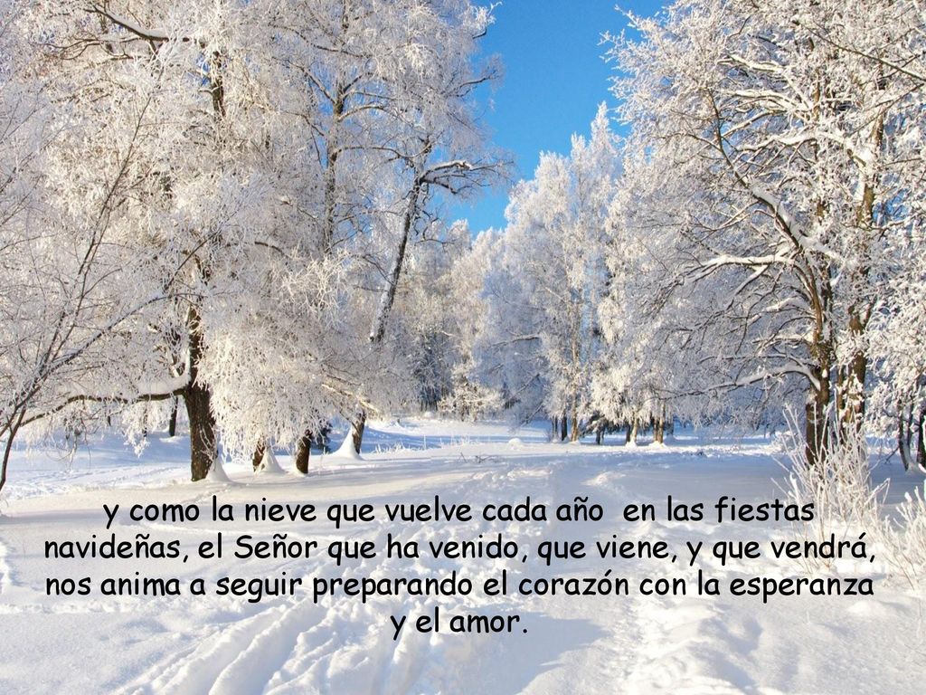 y como la nieve que vuelve cada año en las fiestas navideñas, el Señor que ha venido, que viene, y que vendrá, nos anima a seguir preparando el corazón con la esperanza y el amor.