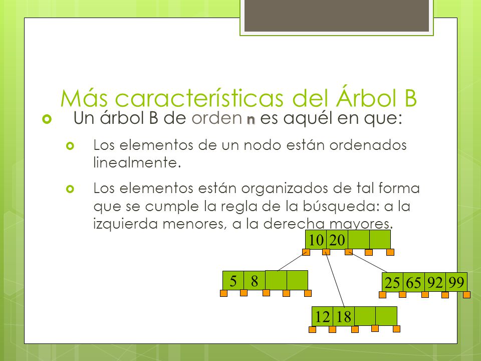 Más características del Árbol B