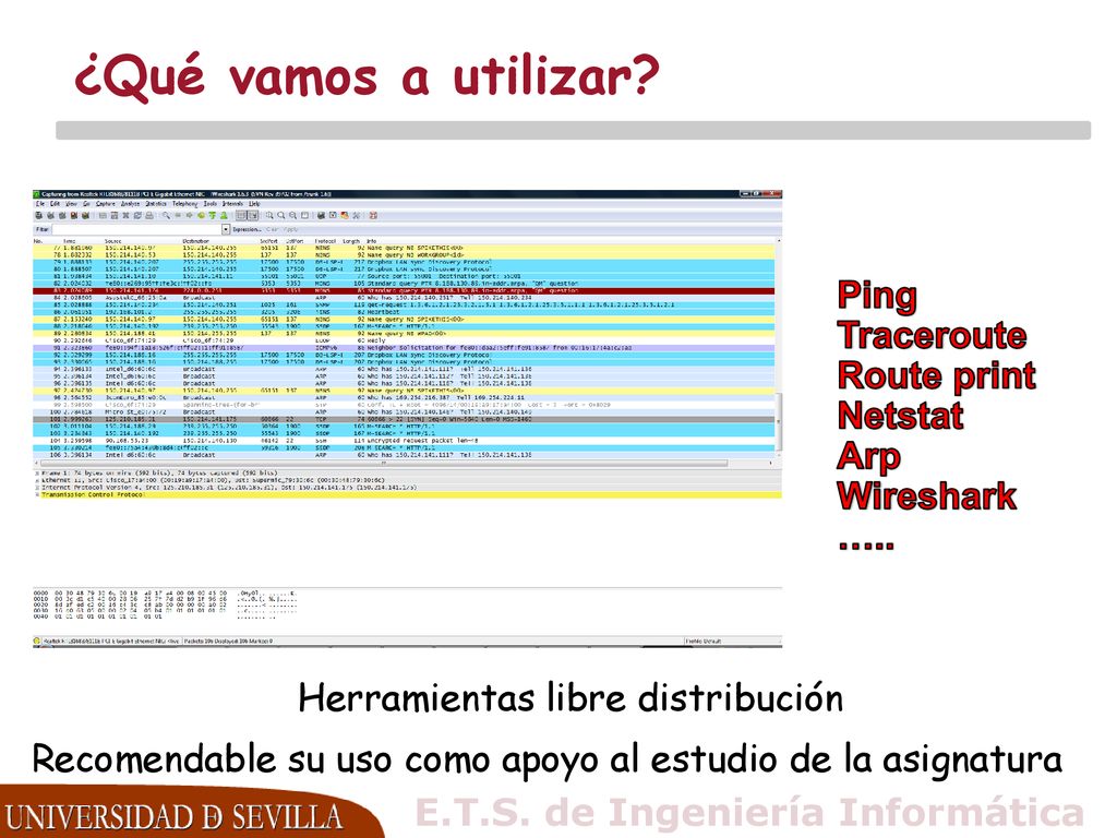 ¿Qué vamos a utilizar Ping Traceroute Route print Netstat Arp