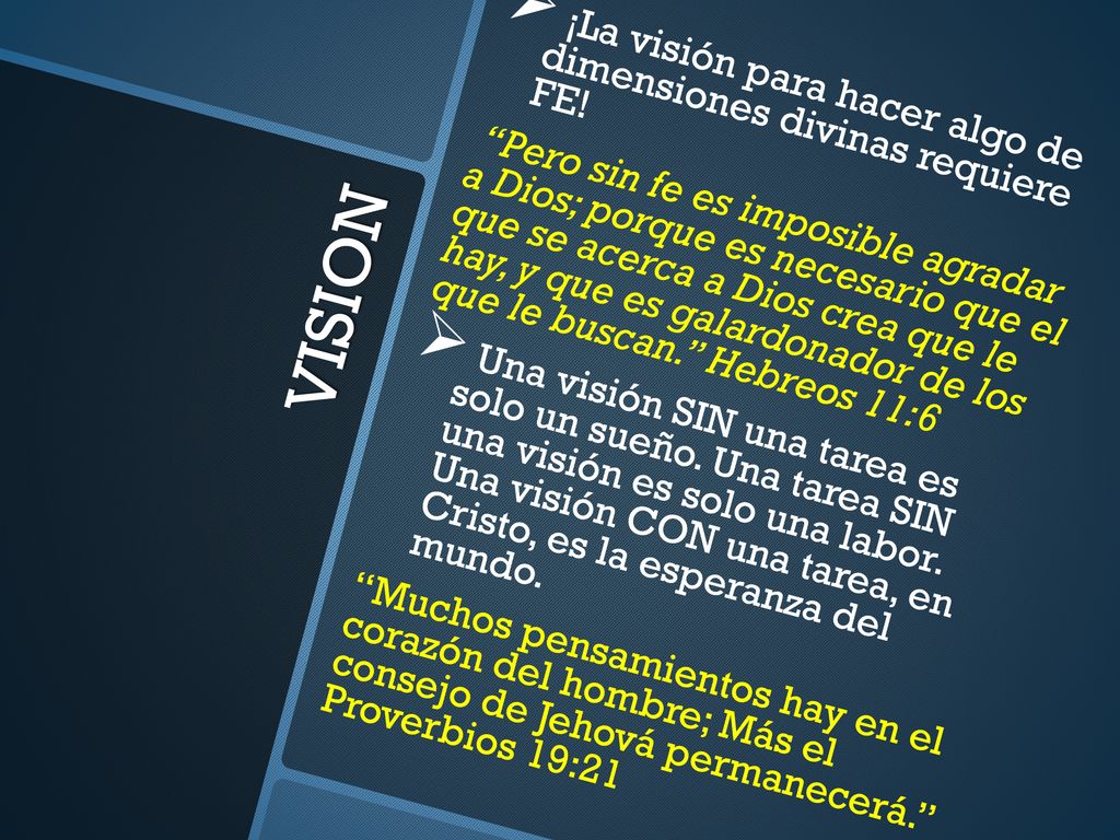 VISION ¡La visión para hacer algo de dimensiones divinas requiere FE!