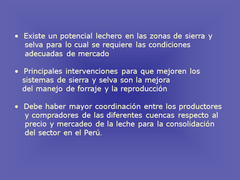 Existe un potencial lechero en las zonas de sierra y