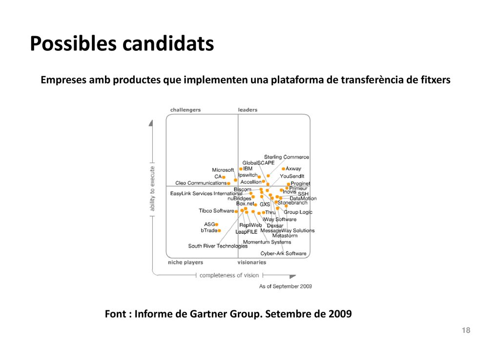 Font : Informe de Gartner Group. Setembre de 2009