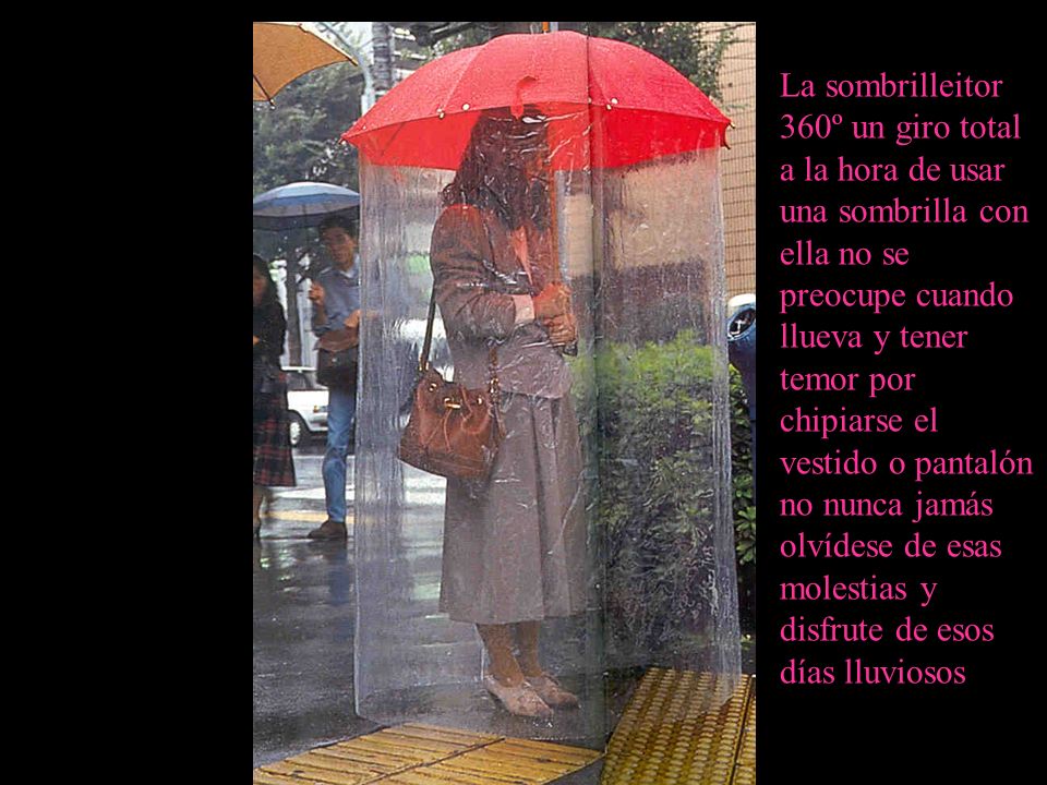 La sombrilleitor 360º un giro total a la hora de usar una sombrilla con ella no se preocupe cuando llueva y tener temor por chipiarse el vestido o pantalón no nunca jamás olvídese de esas molestias y disfrute de esos días lluviosos