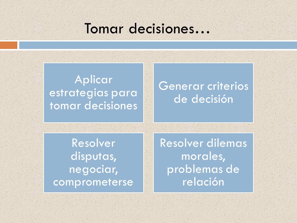 Tomar decisiones… Aplicar estrategias para tomar decisiones