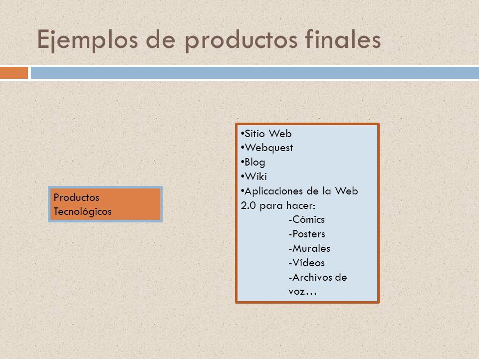 Ejemplos de productos finales