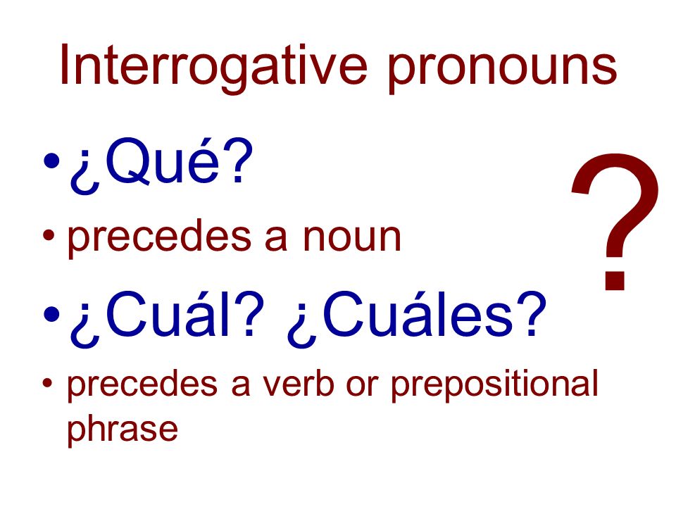 Interrogative pronouns