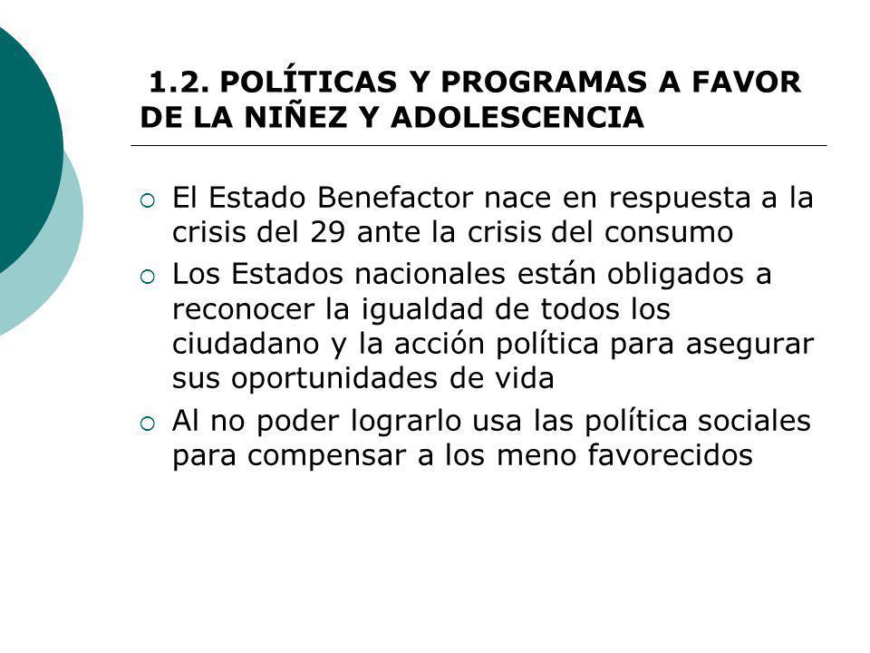 1.2. POLÍTICAS Y PROGRAMAS A FAVOR DE LA NIÑEZ Y ADOLESCENCIA