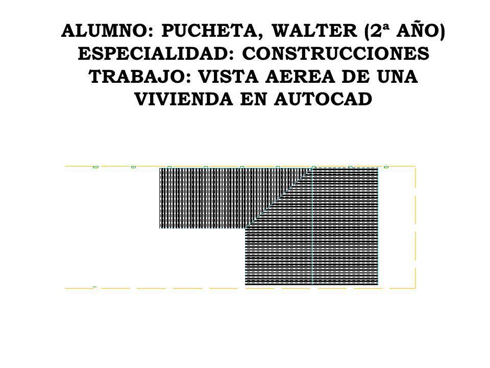 ALUMNO: PUCHETA, WALTER (2ª AÑO) ESPECIALIDAD: CONSTRUCCIONES TRABAJO: VISTA AEREA DE UNA VIVIENDA EN AUTOCAD
