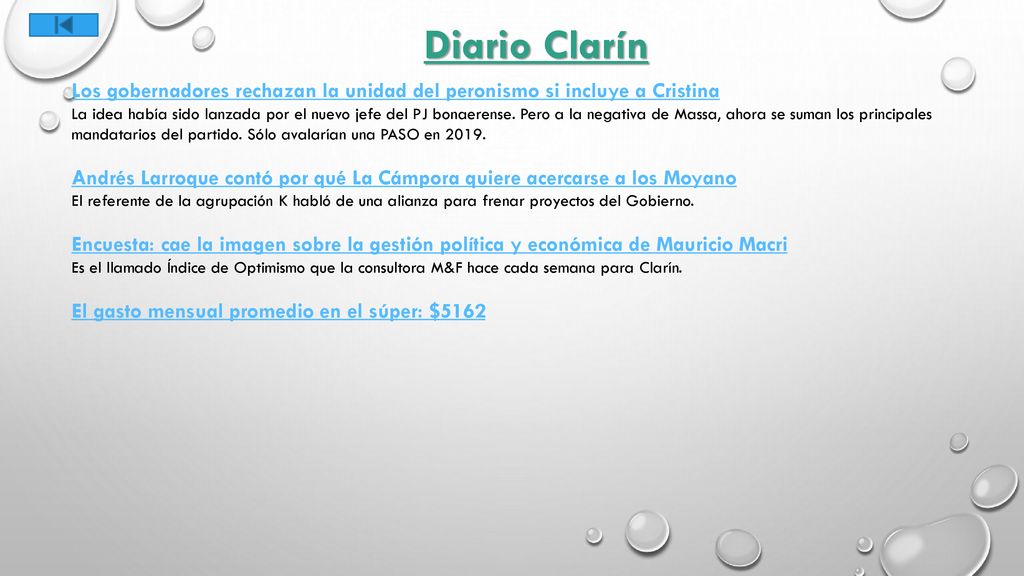 Diario Clarín Los gobernadores rechazan la unidad del peronismo si incluye a Cristina.