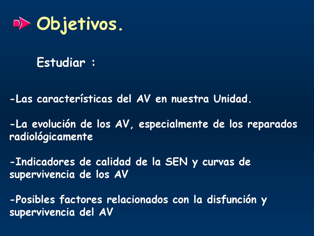 Objetivos. Estudiar : -Las características del AV en nuestra Unidad.