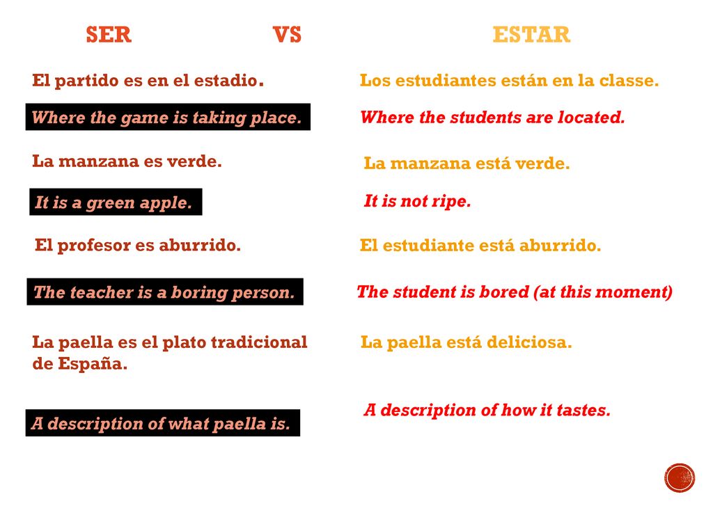 El partido es en el estadio. Los estudiantes están en la classe.