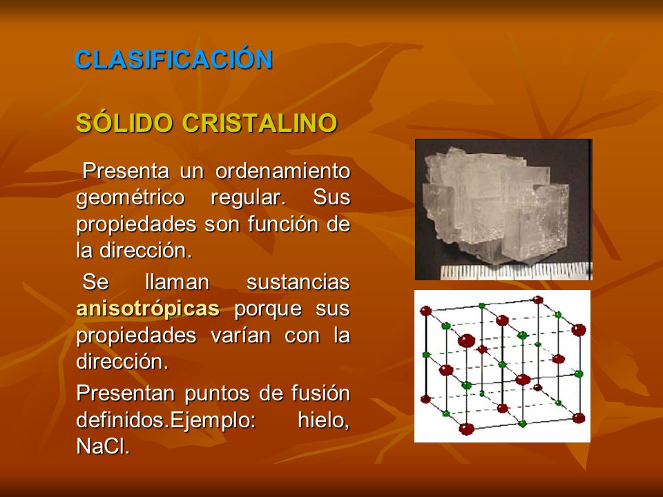 CLASIFICACIÓN SÓLIDO CRISTALINO