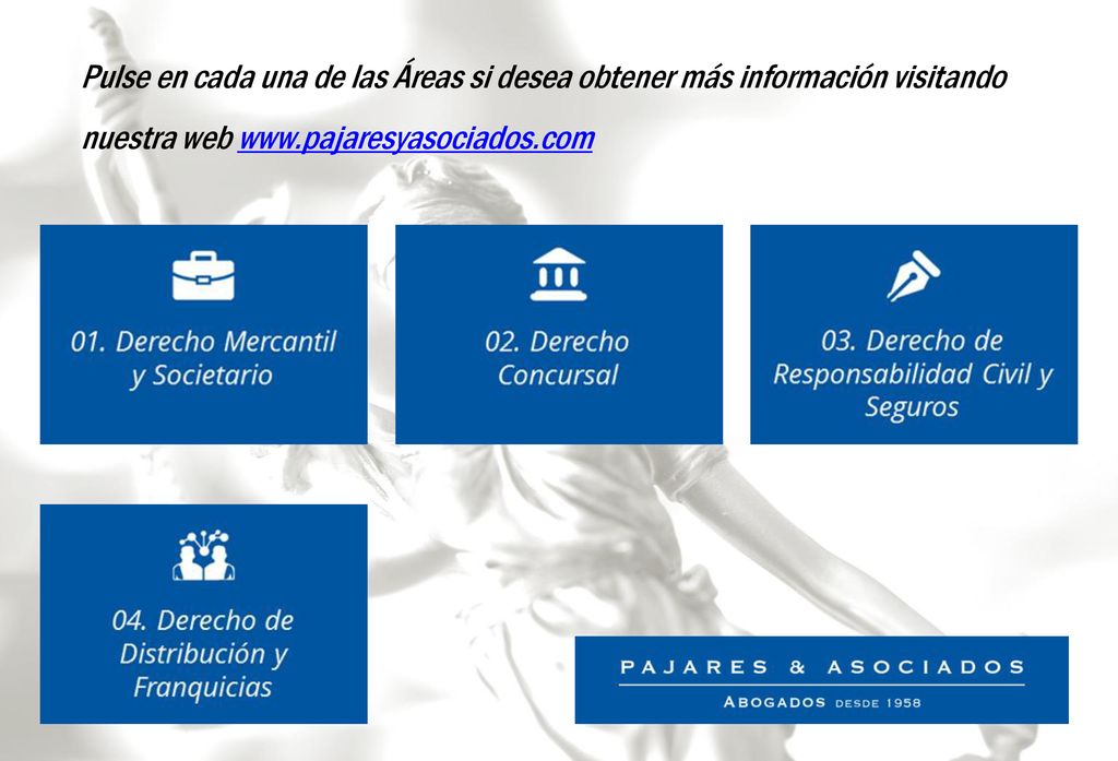 Pulse en cada una de las Áreas si desea obtener más información visitando nuestra web