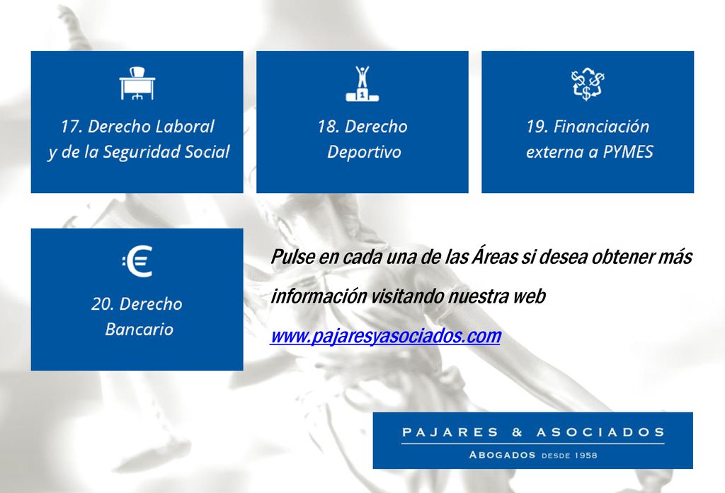 Pulse en cada una de las Áreas si desea obtener más información visitando nuestra web