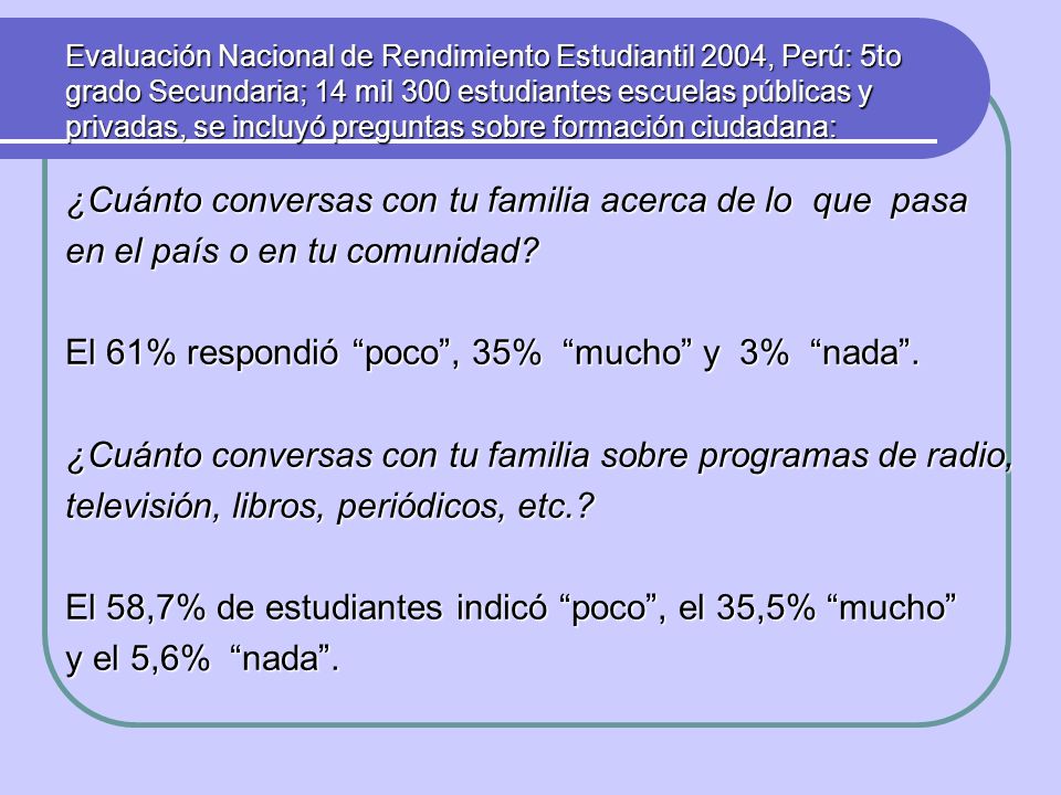 ¿Cuánto conversas con tu familia acerca de lo que pasa