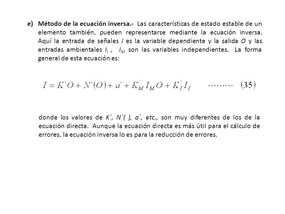 e). Método de la ecuación inversa