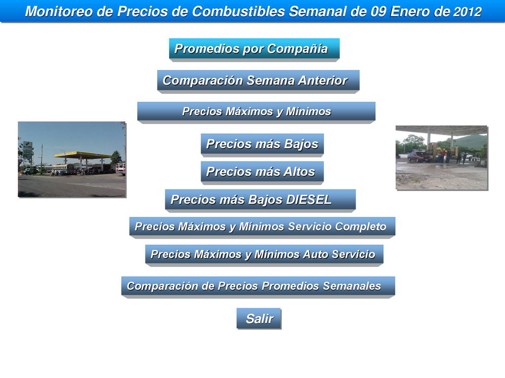 Monitoreo de Precios de Combustibles Semanal de 09 Enero de 2012