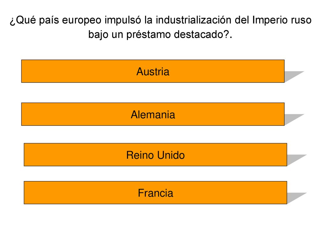 ¿Qué país europeo impulsó la industrialización del Imperio ruso bajo un préstamo destacado .
