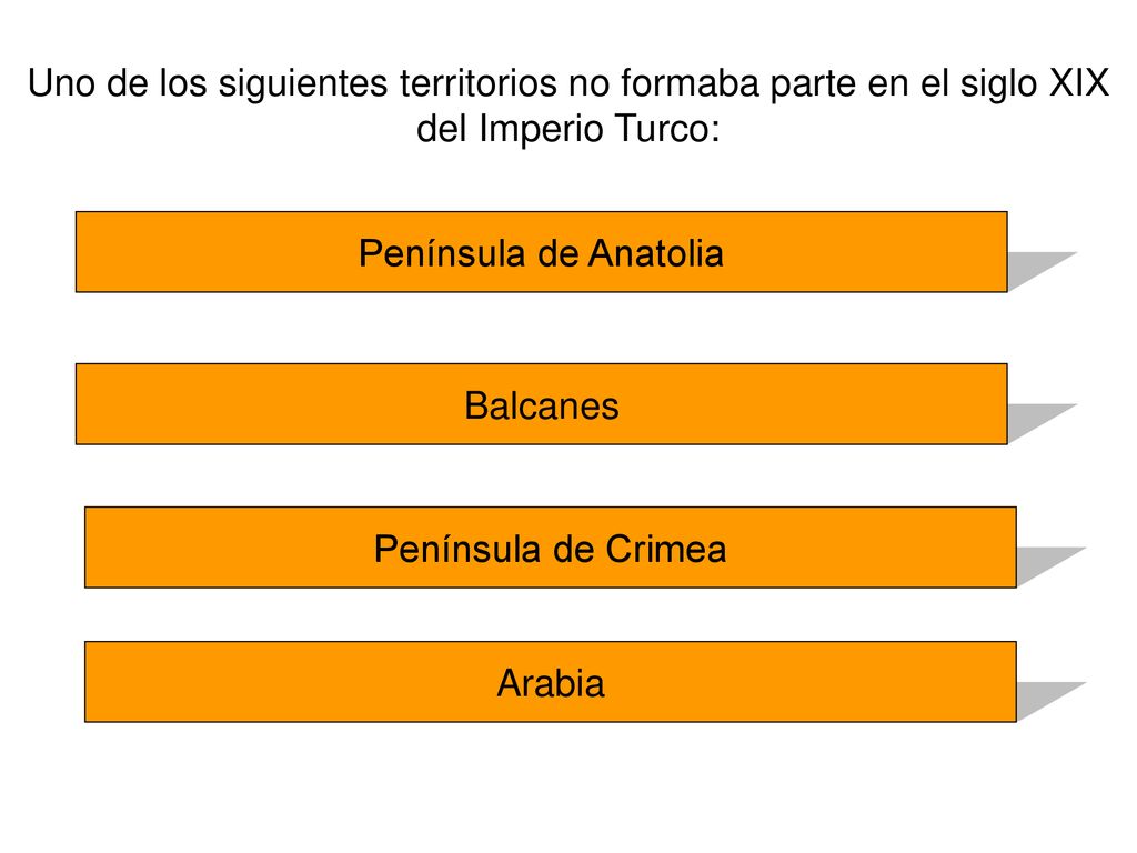 Uno de los siguientes territorios no formaba parte en el siglo XIX del Imperio Turco: