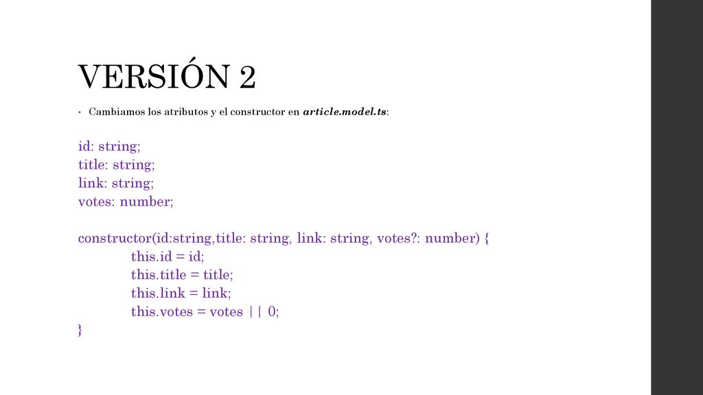 VERSIÓN 2 id: string; title: string; link: string; votes: number;