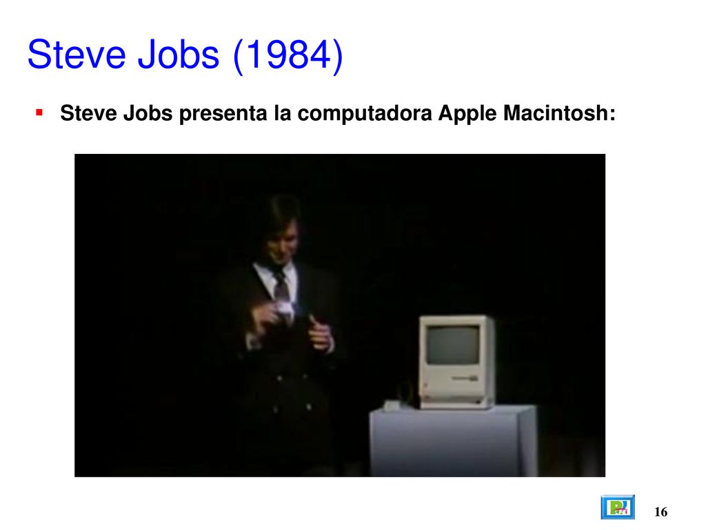 Steve Jobs (1984) Steve Jobs presenta la computadora Apple Macintosh:
