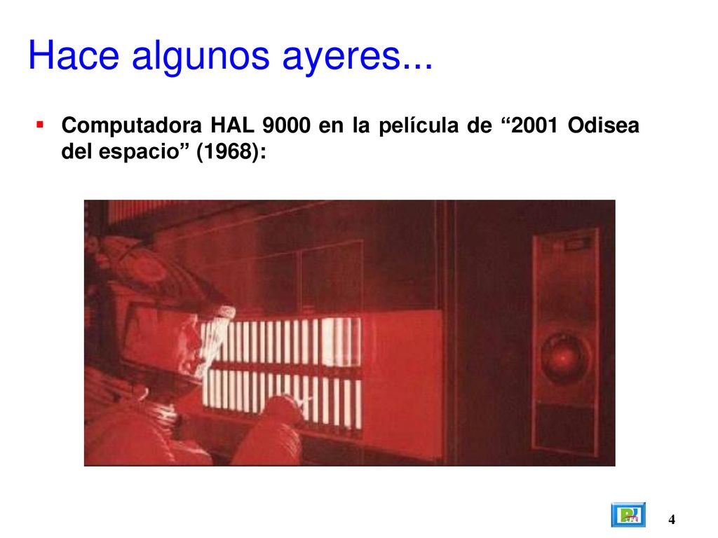 Hace algunos ayeres... Computadora HAL 9000 en la película de 2001 Odisea del espacio (1968): 4