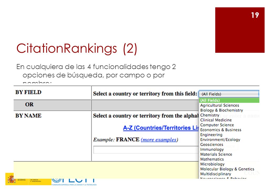 CitationRankings (2) En cualquiera de las 4 funcionalidades tengo 2 opciones de búsqueda, por campo o por nombre: