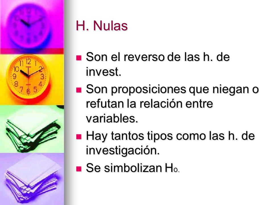 H. Nulas Son el reverso de las h. de invest.