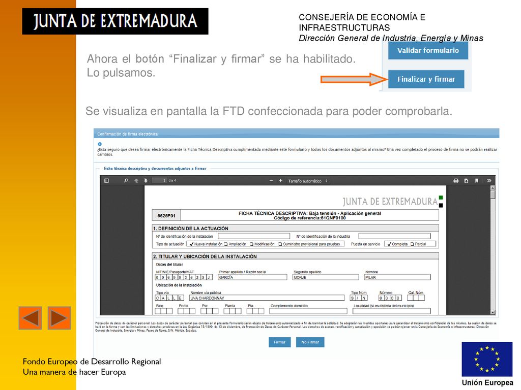 Ahora el botón Finalizar y firmar se ha habilitado. Lo pulsamos.