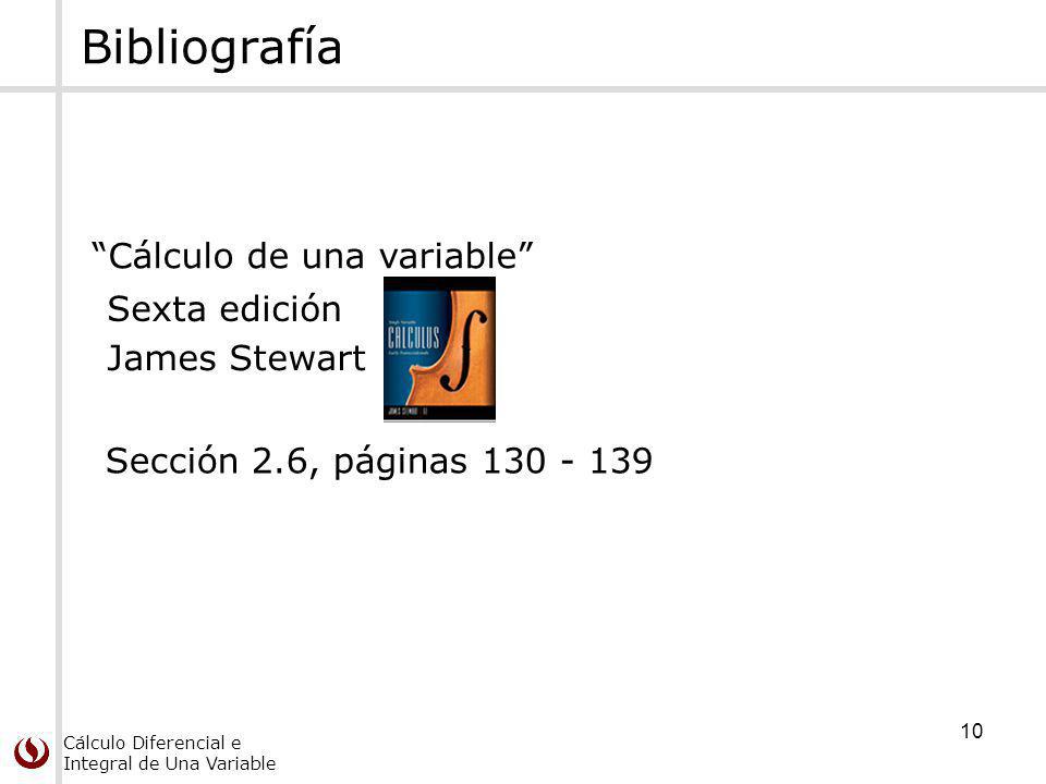Bibliografía Cálculo de una variable Sexta edición James Stewart