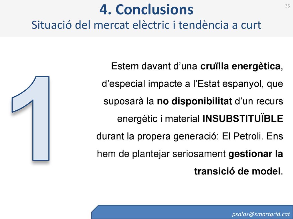 4. Conclusions Situació del mercat elèctric i tendència a curt